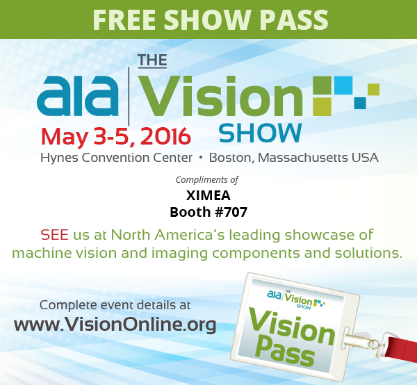 Boston AIA Vision show The ticket 2016 XIMEA